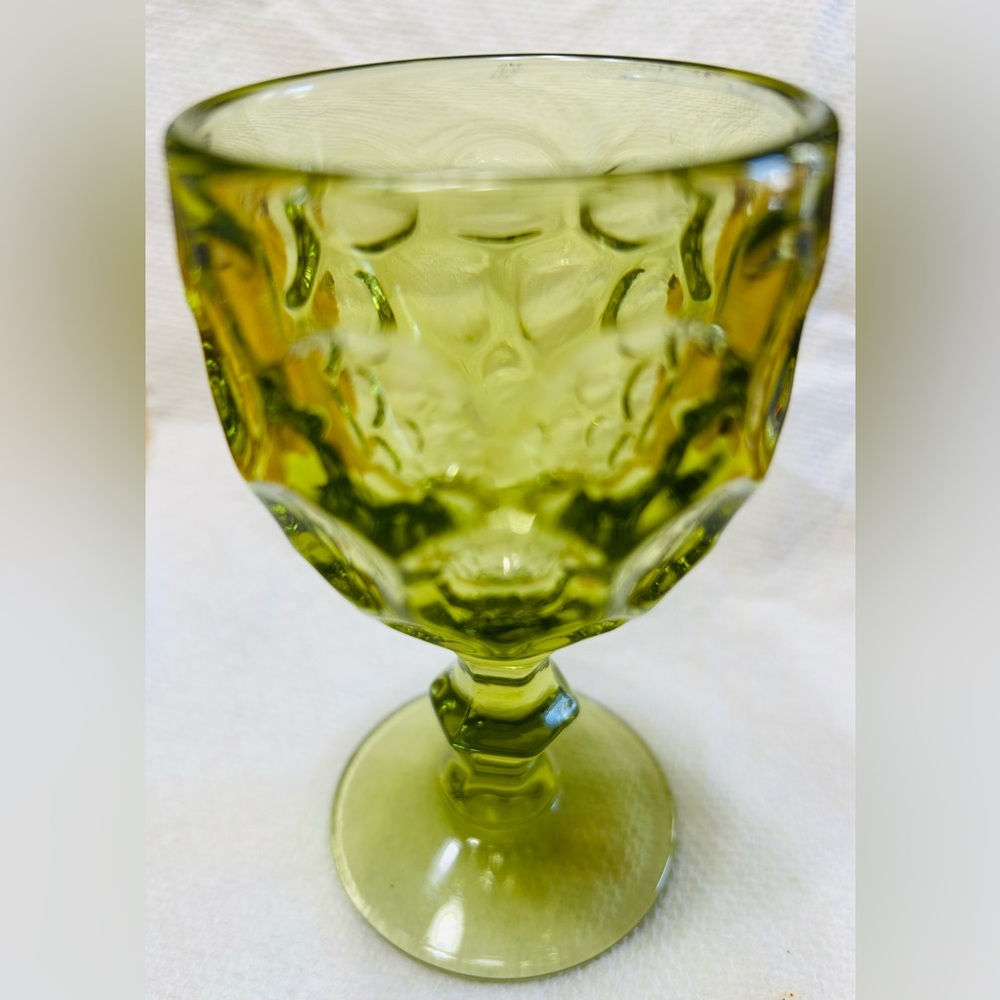 Vintage Imperial glass Provincial water goblet, vibrant green color.